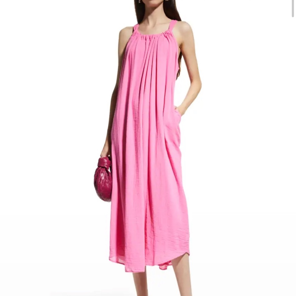 NWT Velvet by Graham & Spencer Reese Cotton Gauze Tie-Back Midi Dress Size L